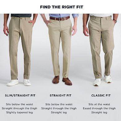 Men's Haggar® Iron Free Premium Khaki Classic-Fit Flat Front Hidden Comfort Waistband Casual Pant