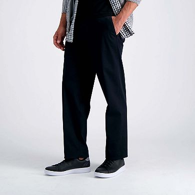 Men's Haggar® Iron Free Premium Khaki Classic-Fit Flat Front Hidden Comfort Waistband Casual Pant