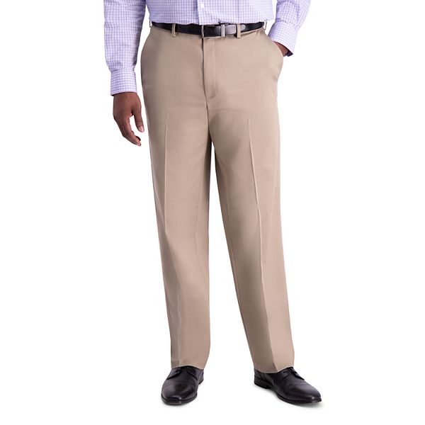 Haggar Men's Iron Free Premium Khaki Classic Fit Flat Front Expandable Waist Casual Pant 