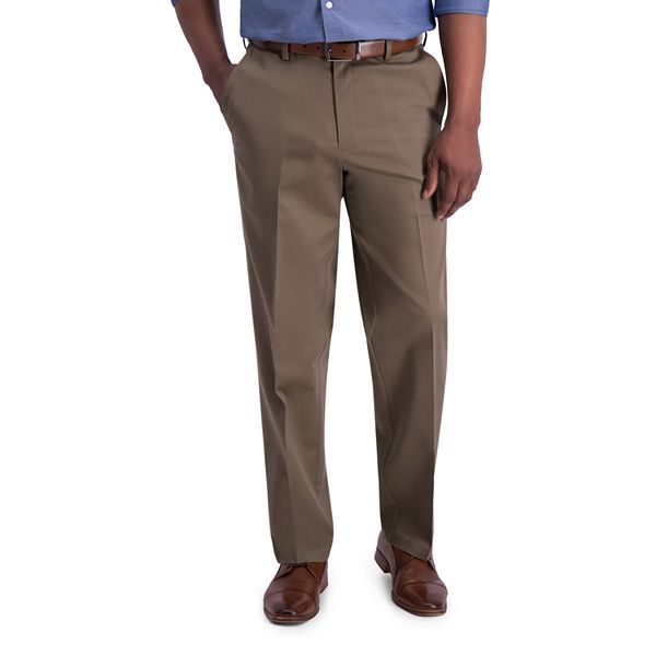 Haggar Men's Iron Free Premium Khaki Classic Fit Flat Front Pant 42 x 29 - Toast