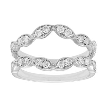 The Regal Collection 14k Gold 1/2 Carat T.W. Diamond Scalloped Enhancer Wedding Ring