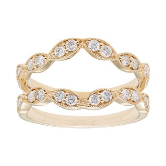 The Regal Collection 14k Gold 1/2 Carat T.W. Diamond Scalloped Enhancer Wedding Ring