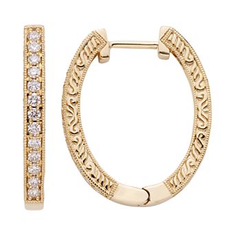 The Regal Collection 14k Gold 1/2 Carat T.W. Certified Diamond Oval Hoop Earrings