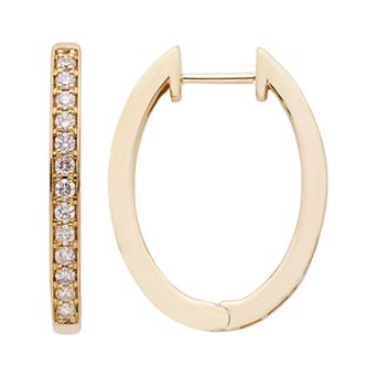 The Regal Collection 14k Gold 1/2 Carat T.W. Certified Diamond Oval Hoop Earrings