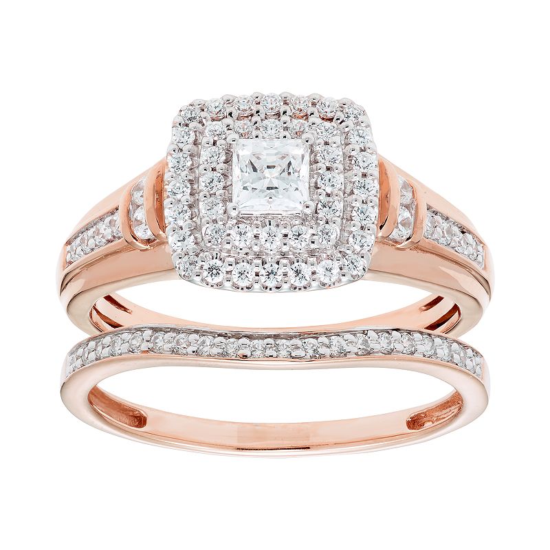 14k Gold 3/4 Carat T.W. IGL Certified Diamond Tiered Engagement Ring Set, W