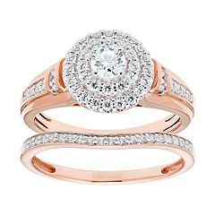 14k Gold 3/4 Carat T.W. IGL Certified Diamond Engagement Ring Set