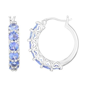 Sterling Silver Genuine Tanzanite Hoop Earrings