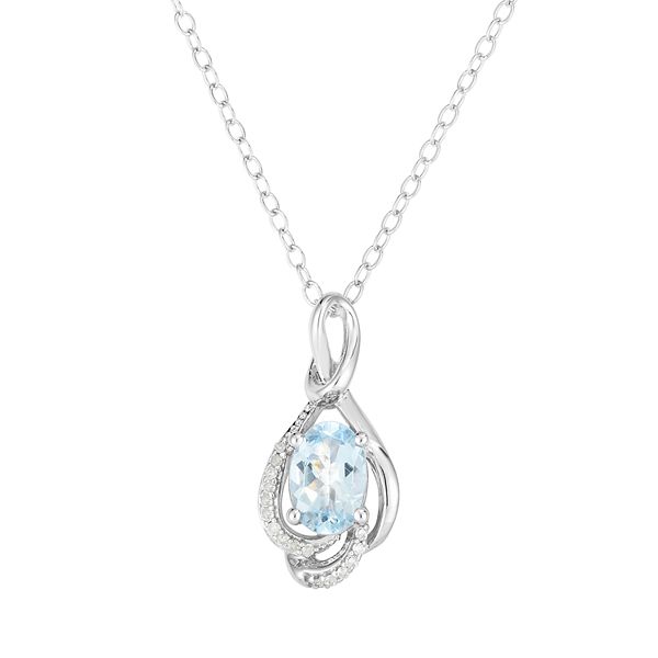 Aquamarine necklace diamond deals accents sterling silver