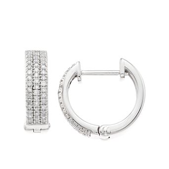 Women's 1/4 ct White Diamond Hoop Sterling Silver Earrings