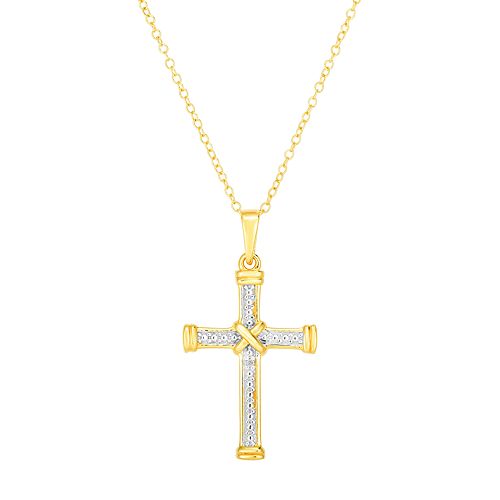 14k Gold Over Silver Diamond Accent Cross Pendant Necklace