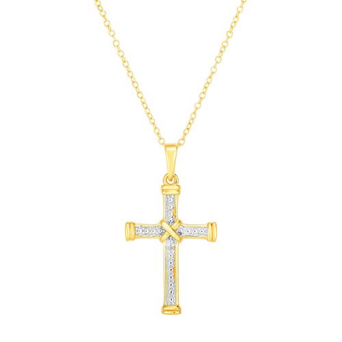14k Gold Over Silver Diamond Accent Cross Pendant Necklace