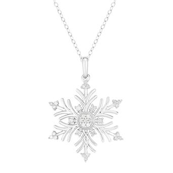 1/5 Carat T.W. Diamond Sterling Silver Snowflake Pendant Necklace