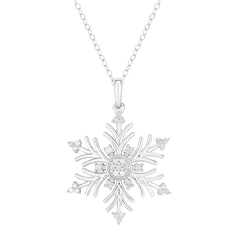 1/5 Carat T.W. Diamond Sterling Silver Snowflake Pendant Necklace, Women's, Size: 18"