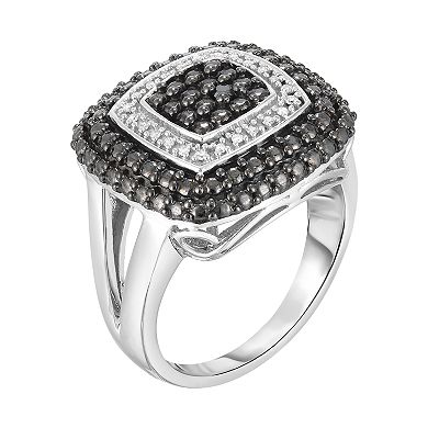 1/10 Carat T.W. Black & White Diamond Sterling Silver Ring