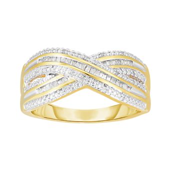 1/5 Carat T.W. Diamond 14k GOld Over Silver Criss Cross Ring