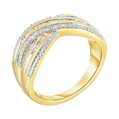 1/5 Carat T.W. Diamond 14k GOld Over Silver Criss Cross Ring