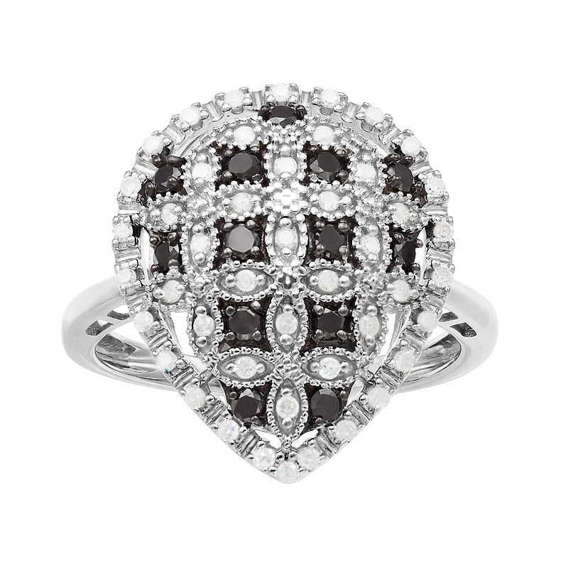 53039516 Womens 1/2CTW Black and White Diamond Pear Shaped  sku 53039516