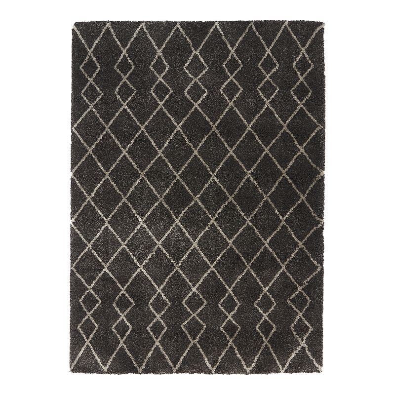 Nourison Geometric Shag Rug, Grey, 5X7 Ft