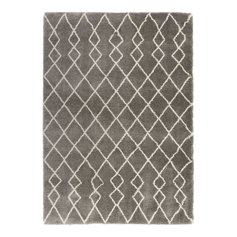 Nourison Geometric Shag Rug, Silver, 5X7 Ft