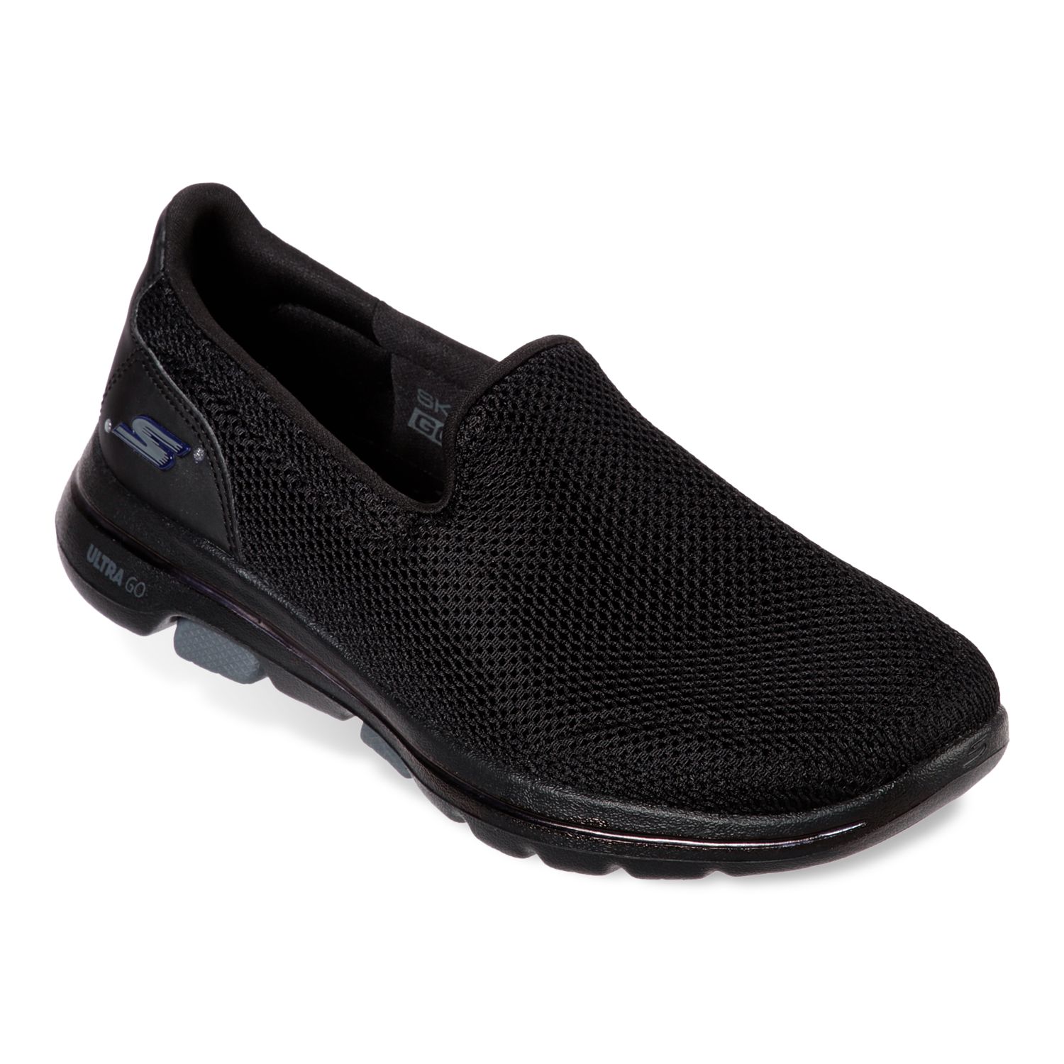 skechers black slip on shoes