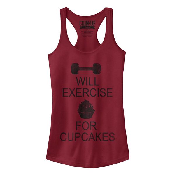 Juniors' Chin-Up Exercise For Cupcakes Racerback Tank