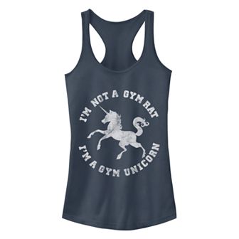 Juniors' Chin-Up Gym Unicorn Circle Racerback Tank Top