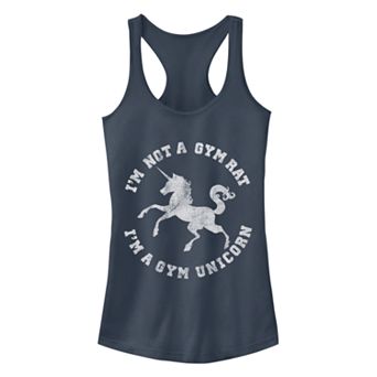 Juniors' Chin-Up Gym Unicorn Circle Racerback Tank Top