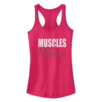Juniors' Chin-Up Muscles And Mascara Racerback Tank Top