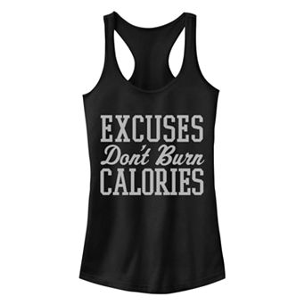 Juniors' Chin-Up Excuses Don't Burn Calories Racerback Tank Top