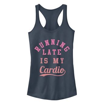 Juniors' Chin-Up Running Late Ideal Racerback Tank Top