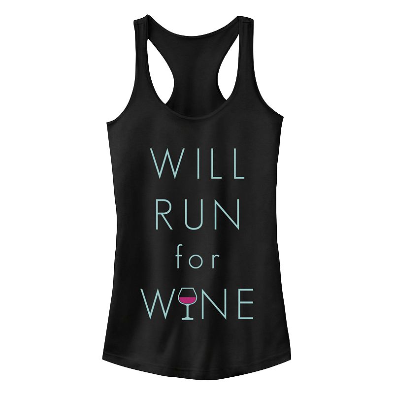 Womens Chin-Up Run For Wine Racerback Tank, Girls, Size: Small, Black