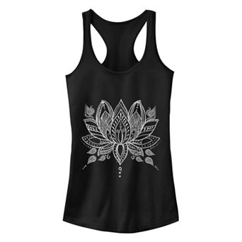 Juniors' Chin-Up Henna Lotus Ideal Racerback Tank Top