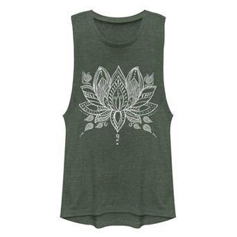 Juniors' Chin-Up Henna Lotus Ideal Racerback Tank Top