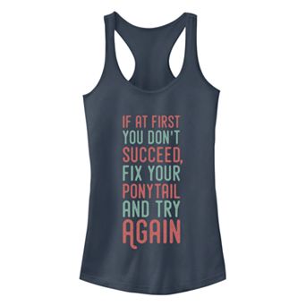 Juniors' Chin-Up Try Again Ideal Racerback Tank Top