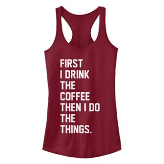 Juniors' Chin-Up Coffee Things Ideal Racerback Tank Top