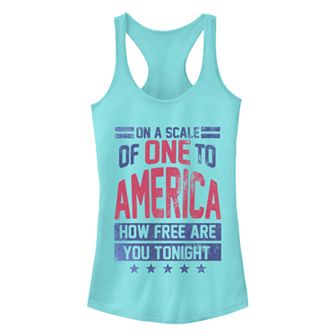 Junior's Chin-Up One To America Racerback Tank Top