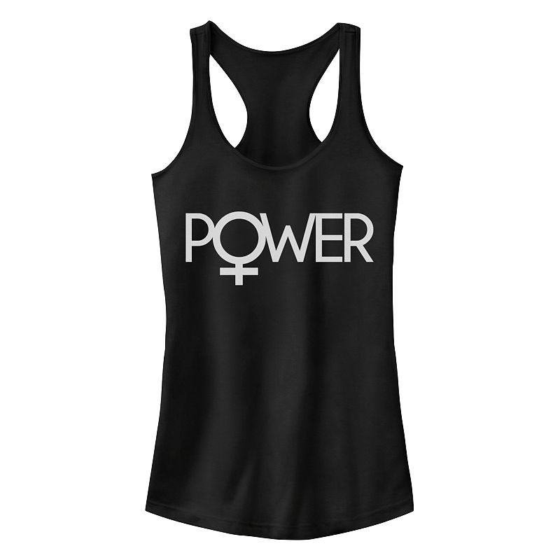Juniors Chin-Up Girl Power Ideal Racerback Tank, Girls, Size: Small, Blac