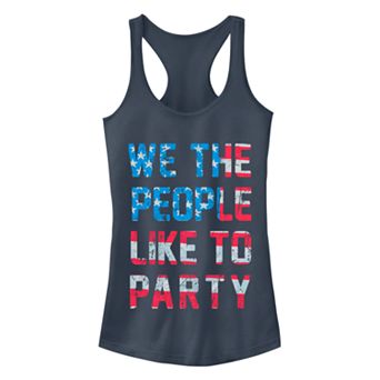 Junior's Chin-Up American Flag We The People Racerback Tank Top