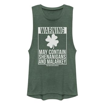 Juniors' Fifth Sun Clover Advisory St Patrick's Day Muscle Tank Top