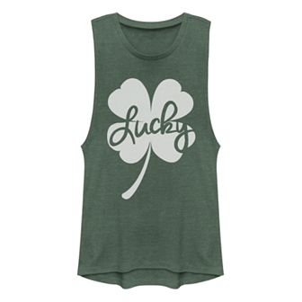 Juniors' Fifth Sun Lucky Shamrock Muscle Tank Top