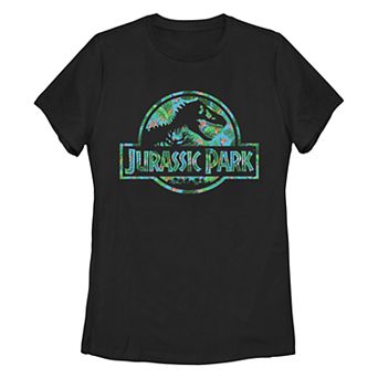Juniors' Jurassic Park Floral Tropical Logo Tee