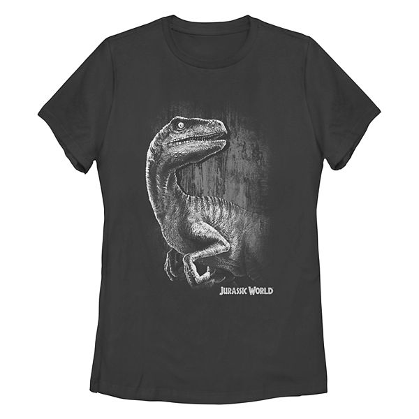 Juniors' Jurassic World Raptor Side View Portrait Tee