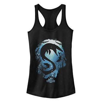 Juniors' Jurassic World Mosasaurus Under Water Fear Ideal Racerback Tank Top