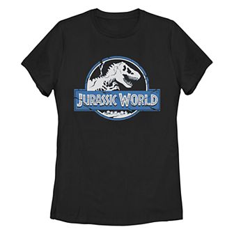 Juniors' Jurassic World Fallen Kingdom Cracked Blue Stone Logo Tee