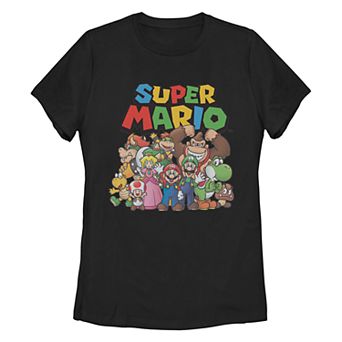 Juniors' Super Mario Bros Vintage Group Shot Tee