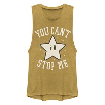 Juniors' Super Mario Bros Star You Cant Stop Me Muscle Tank Top