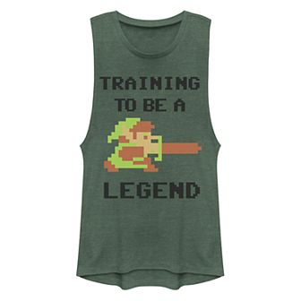 Juniors' Legend Of Zelda 8-Bit Pixel Training To Be Legend Pixel Muscle Tank Top