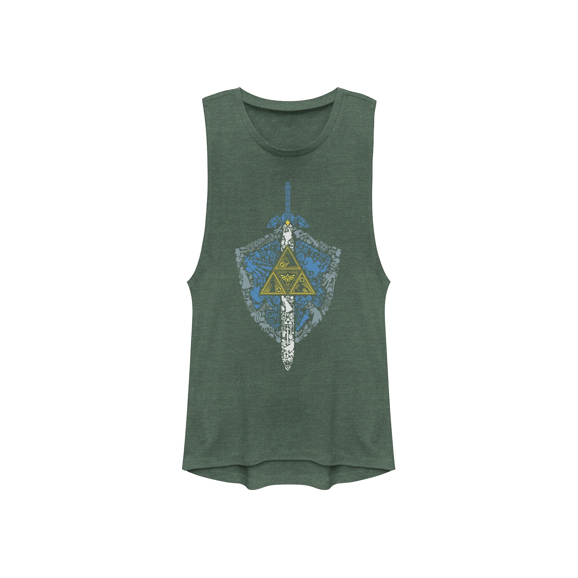 Juniors Legend Of Zelda Hylian Shield Build Up Fill Muscle Tank Top, Girl