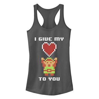 Juniors' Legend Of Zelda Pixel Give My Heart Ideal Racerback Tank Top