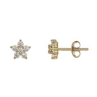 PRIMROSE Sterling Silver Cubic Zirconia Flower Stud Earrings